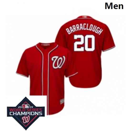 Mens Washington Nationals 20 Kyle Barraclough Red Alternate 1 Cool Base Baseball Stitched 2019 World Series Champions Patch Jersey